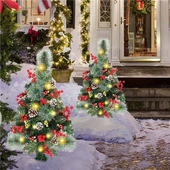 Holiday 2 Pack 3 Prelit Pathway Christmas Trees Artificial Urn Filler With 60 Led Poshmark